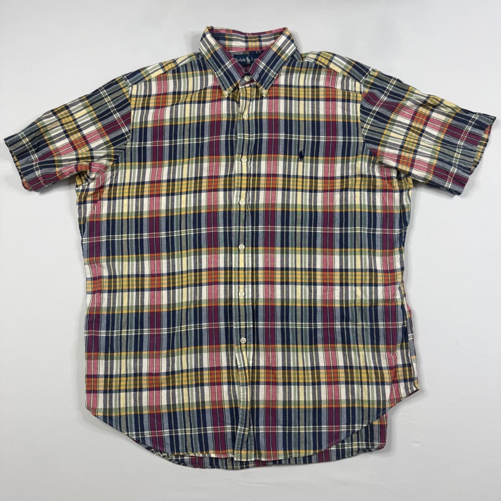Ralph Lauren Button Down Shirt Mens XL Multi Color Plaid Classic Fit Short Slv - Picture 2 of 9